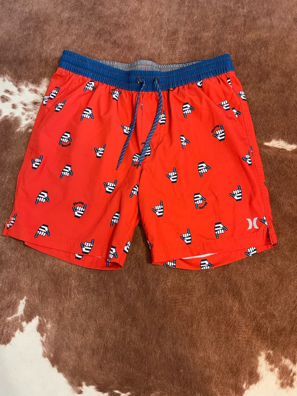 Hurley patriotic Swim Trunks with Blue Waistband